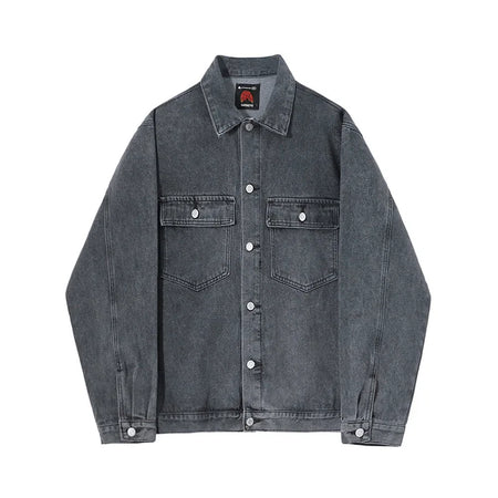 High Street Men's Denim Jackets Turn-down Collar Solid Color Casual Tops Trendy Single Breasted Loose Male Coats New 9C9002