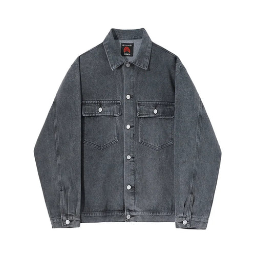 Load image into Gallery viewer, High Street Men&#39;s Denim Jackets Turn-down Collar Solid Color Casual Tops Trendy Single Breasted Loose Male Coats New 9C9002
