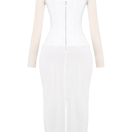 Load image into Gallery viewer, Elegant Sheer Long Sleeve Sexy Maxi Dress For Women Fashion Mesh Strapless Backless Club Party Sexy Long Dress New
