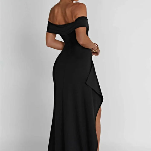Load image into Gallery viewer, Elegant Off-shoulder High Split Maxi Dress Women Fashion Strapless Sleeveless Backless Bodycon Club Party Sexy Dress
