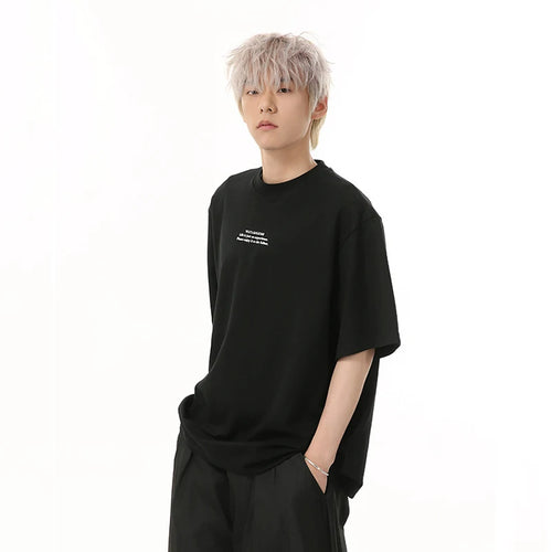 Load image into Gallery viewer, Men's T-shirts Short Sleeve New Korean Style Letter Print Design Round Neck Solid Color Trendy Male Pullover Top 9W1834
