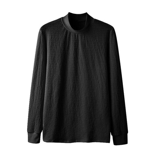 Load image into Gallery viewer, Korean Style Men&#39;s T-shirts Knitting Water Wave Turtleneck Casual Long Sleeve Male Tops Solid Color Tees Autumn 9C6640
