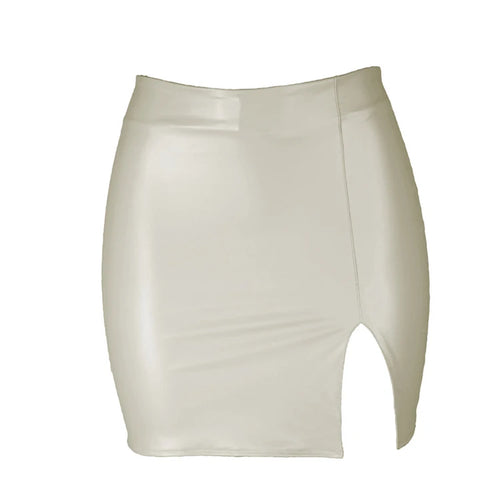 Load image into Gallery viewer, Women Leather Night Clubwear Skirts Summer Pure Color PU-leather Zipper Sexy Hip Leather Mini Skirts
