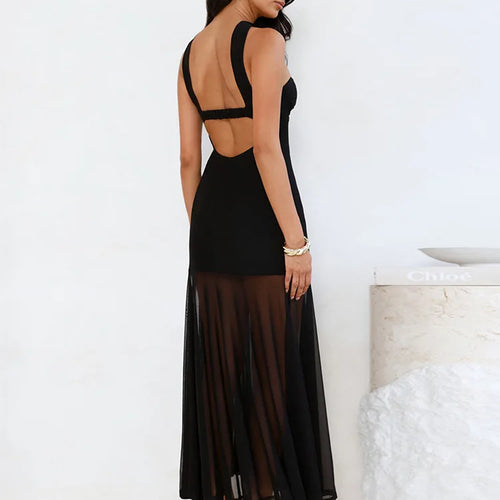 Load image into Gallery viewer, Scarf collar strapless sexy maxi dress women gown off-shoulder backless sleeveless A-line bodycon club long dress
