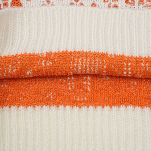 Load image into Gallery viewer, Orange Holes Big Size Knitting Sweater Round Neck Long Sleeve Women Pullovers New Fashion Tide Spring Autumn 2025 CPG2566
