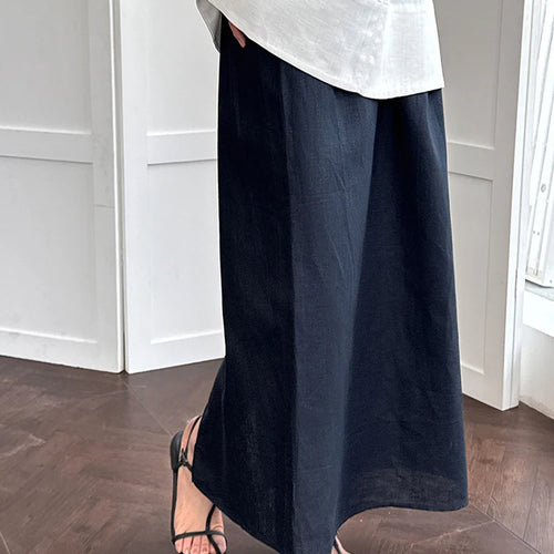Load image into Gallery viewer, High Elastic Waist Red Linen Back Slit Elegant Straight Half-body Skirt Women Fashion Tide New Spring Autumn 2025 1DJ1283
