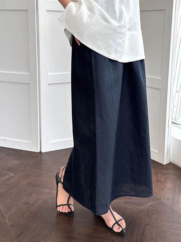 High Elastic Waist Red Linen Back Slit Elegant Straight Half-body Skirt Women Fashion Tide New Spring Autumn 2025 1DJ1283