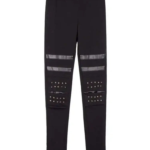 Load image into Gallery viewer, High Elastic Waist Black Brief Long Rivet With Fleece Casual Pants New Trousers Women Fashion Spring Autumn 2025 1DH7172
