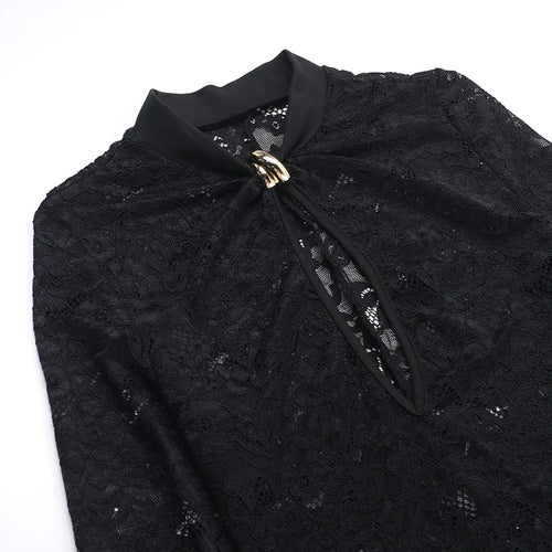 Load image into Gallery viewer, Lace Hollow Out Sexy Maxi Dress For Women Fashion Long Sleeve Thigh High Split Bodycon Club Evening Long Dress Elegant
