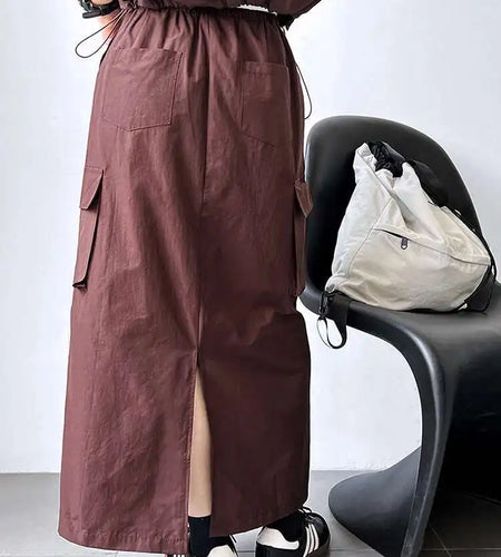 Jacket Drawstring Big Size Half-body Skirt Two Pieces Suit New Stand Collar Women Fashion Spring Autumn 2025 1DH0976