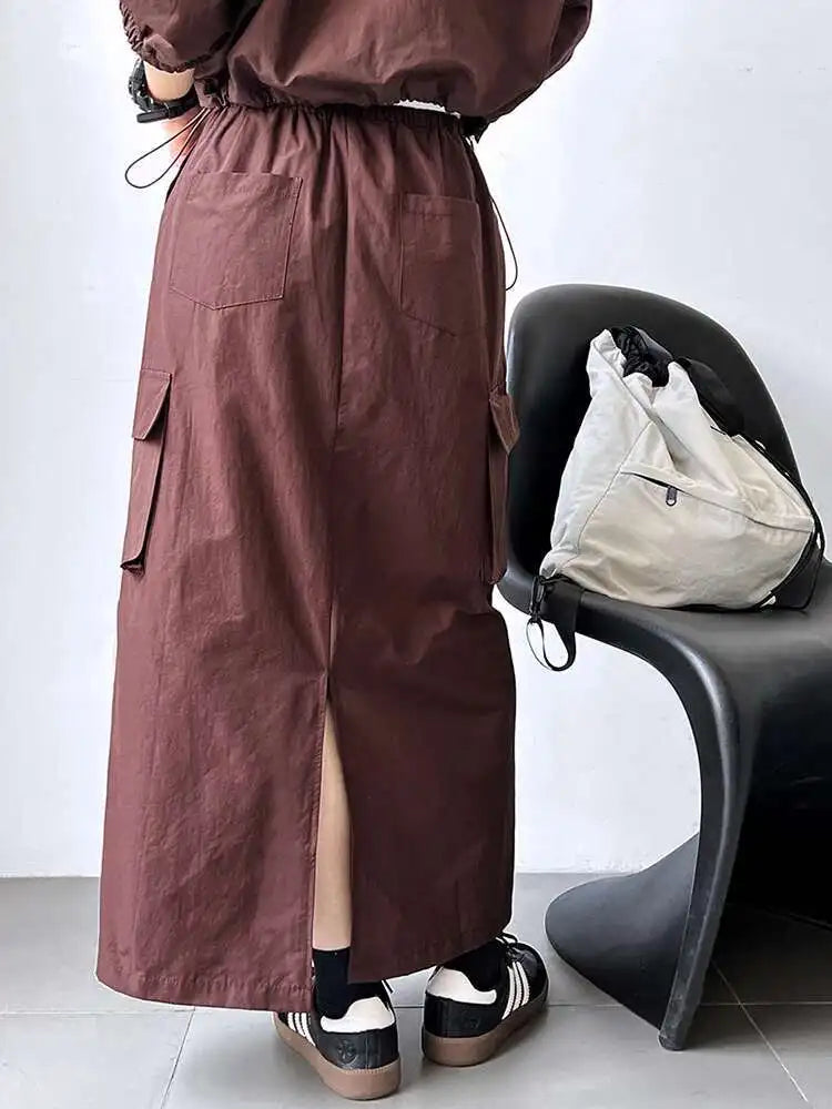 Jacket Drawstring Big Size Half-body Skirt Two Pieces Suit New Stand Collar Women Fashion Spring Autumn 2025 1DH0976
