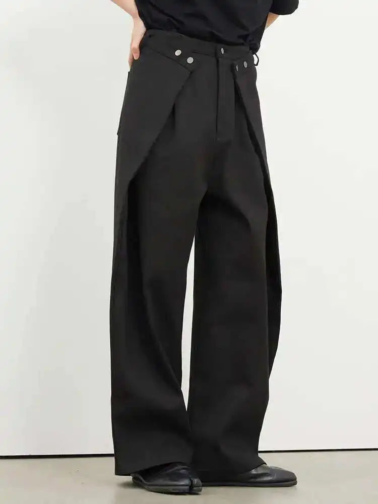 High Waist Black Pleated Button Long Wide Leg Pants New Loose Fit Trousers Women Fashion Tide Spring Autumn 2025 1DF8330
