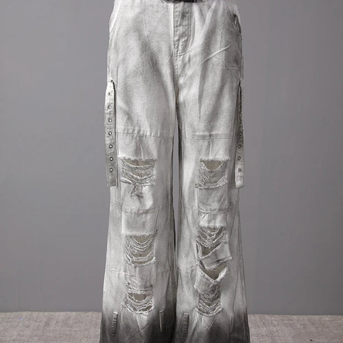 Load image into Gallery viewer, High Waist Light Gray Denim Do Old Long Casual Wide Leg Jeans New Women Trousers Fashion Tide Spring Autumn 2025 CPG3151
