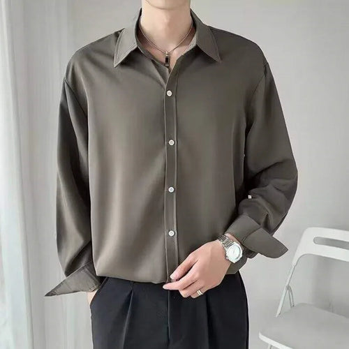 Load image into Gallery viewer, Mens&#39;s Shirt Long Sleeved Shirts Simple Trendy Solid Color Turn-down Collar New Fashionable Korean Tide Style 2025 9W1209
