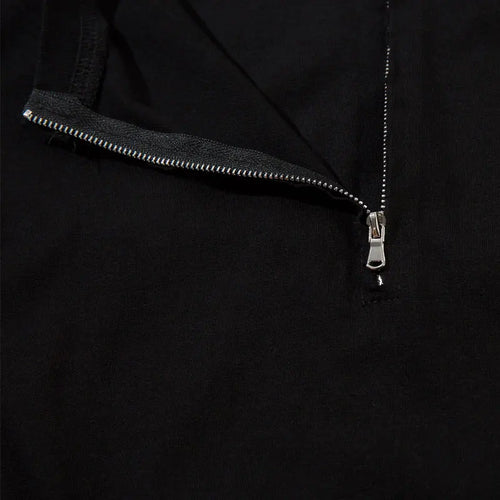 Load image into Gallery viewer, Hip Hop Oversized Tshirt Streetwear Solid Half Zipper Destroy Ripped Holes Punk Gothic T-Shirts Men Harajuku Casual Baggy Tops
