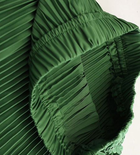 High Elastic Waist Red Bow Rhinestones Pleated A-line Half-body Skirt Women Fashion Tide New Spring Autumn 2025 1DJ1260