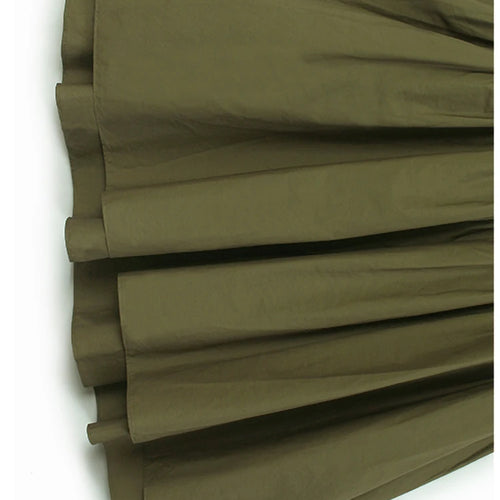 Load image into Gallery viewer, Women Army Green Pleated Hem Big Size Midi Dress New Round Neck Short Sleeve Fashion Tide Spring Summer 2025 1DJ0781
