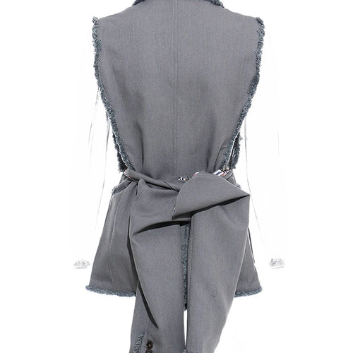 Load image into Gallery viewer, Women Two Ways Wear Tassels Striped Blazer New Lapel Long Sleeve Loose Fit Jacket Fashion Tide Spring Autumn 2025  JX643
