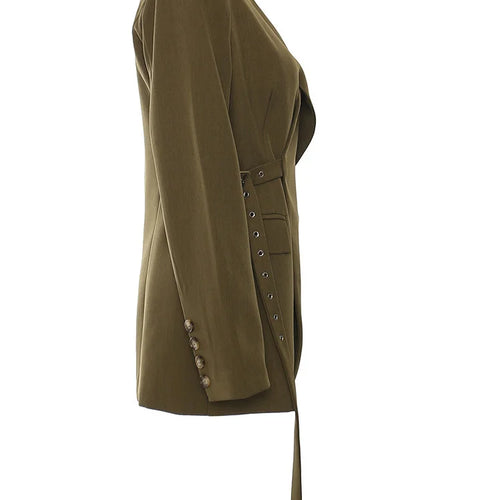 Load image into Gallery viewer, Women Wine Red Cross Irregular Elegant Blazer New V-neck Long Sleeve Jacket Fashion Tide Spring Autumn 2025 1DH7482
