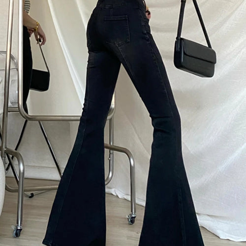 Load image into Gallery viewer, Vintage Casual Flare Jeans High Waist Full Length Patchwork Folds Slimming Temperament Pant Female Fashion Clothing
