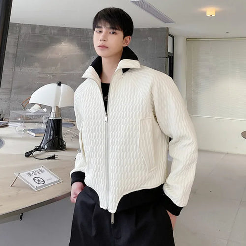 Load image into Gallery viewer, Winter Personalized Short Men&#39;s Padded Jacket Turn-down Collar Zipper Contrast Color Male Coats Niche New Fashion 9C8957
