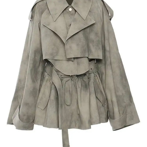 Load image into Gallery viewer, Printed Jacket Drawstring Half-body Skirt Two Pieces Suit New Lapel Long Sleeve Women Fashion Spring Autumn 2025 1DH7478
