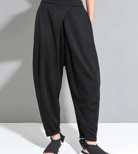 High Elastic Waist Black Pockets Casual Harem Pants New Loose Fit Trousers Women Fashion Tide Spring Autumn 2025 1DF4685