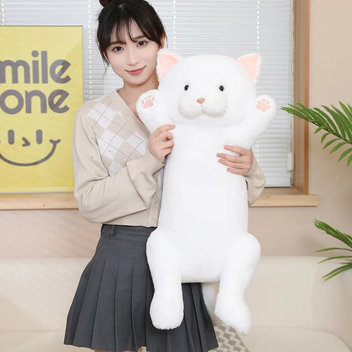 Load image into Gallery viewer, Cute Plush Choc Cat Long Pillow Plush Toy Stuffed Soft Fluffy Cat Sleeping Pillow Sofa Cushion Nice Doll Toys for Girls Kid Gift
