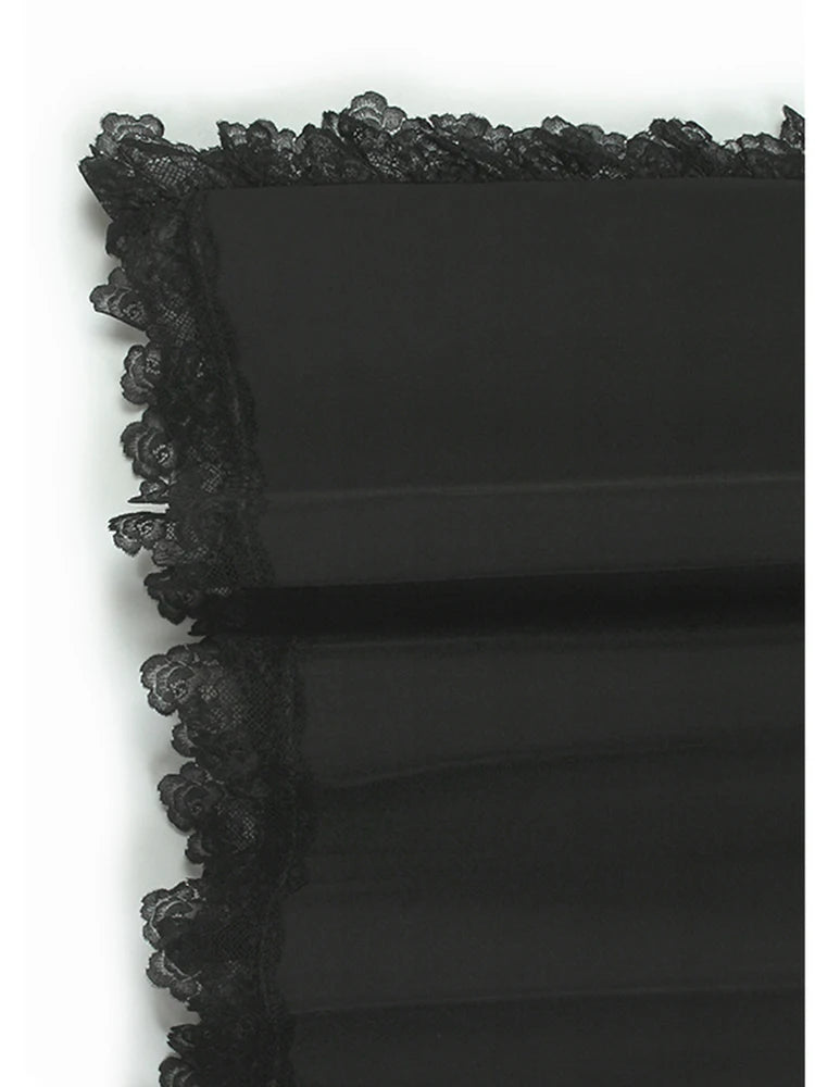 Women Gray Lace Color-block Big Size Midi Dress New Round Neck Short Sleeve Fashion Tide Spring Summer 2025 1DJ0921