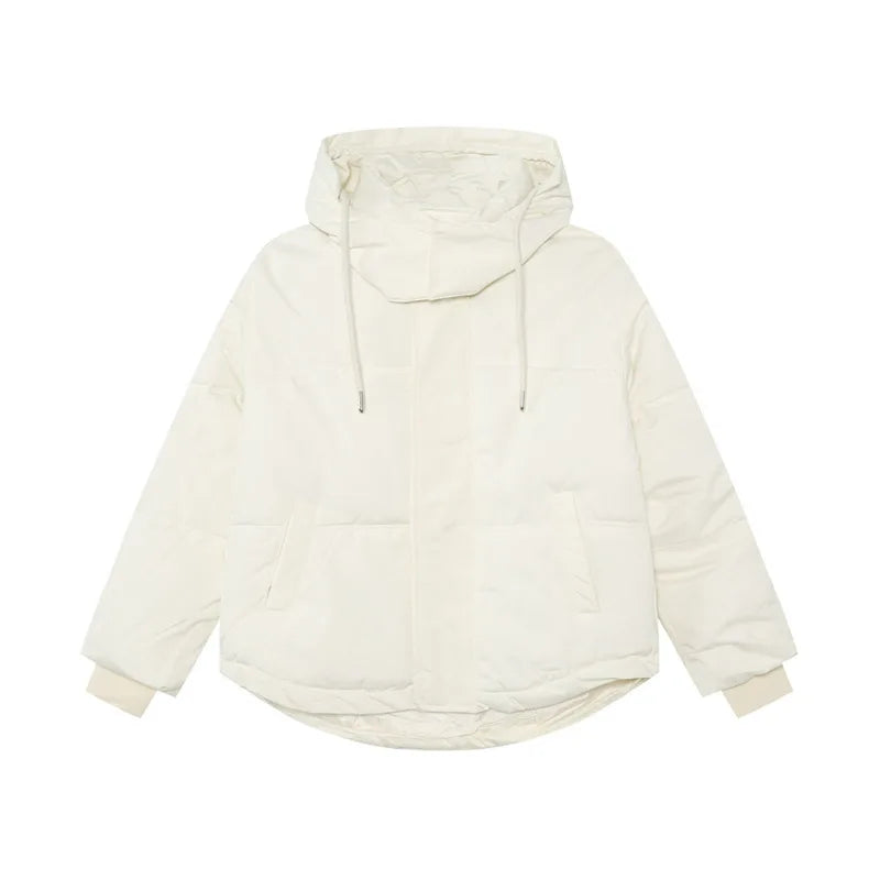 Simple Men's Padded Jackets Hooded Drawstring Solid Color Warm Short Parkas Korean Casual Male Thckened Coats Tide 9C9343