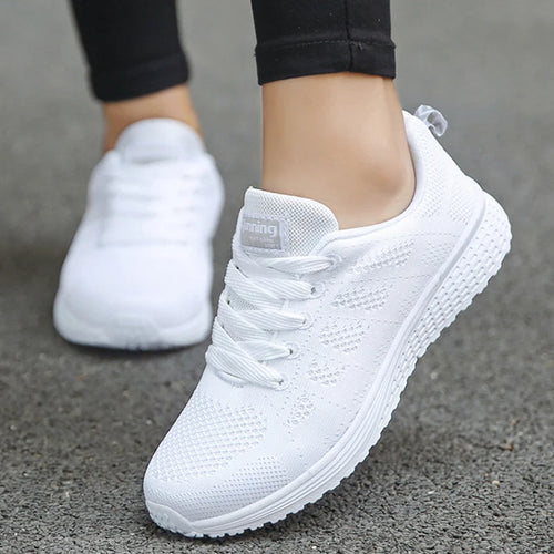 Load image into Gallery viewer, Women Casual Shoes Fashion Breathable Walking Mesh Flat Shoes Sneakers Women Gym Vulcanized Shoes White Female Footwear
