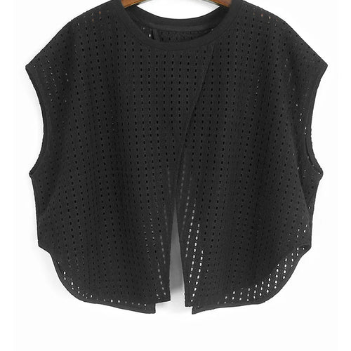 Load image into Gallery viewer, Black Hollow Hollow Out T-shirt Skirt Two Pieces Suit New Round Neck Short Sleeve Women Fashion Spring Summer 2025 1DJ1435
