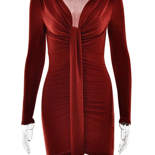 Load image into Gallery viewer, Elegant Sparkling Women's Dress Sexy V-neck Bodycon Party Club Evening Dress Winter New 2025 Long-sleeved Tight Vestido
