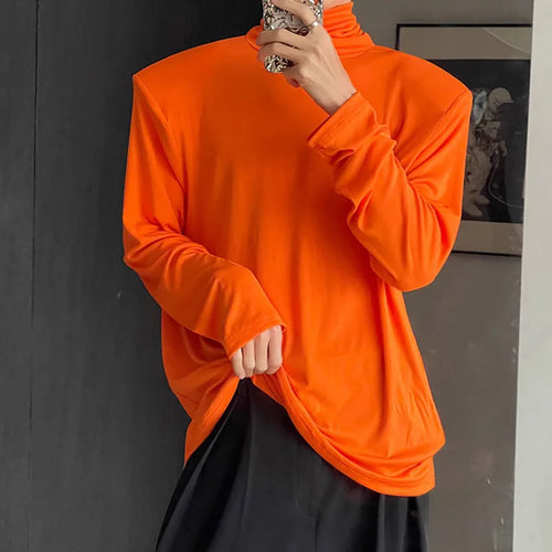 Load image into Gallery viewer, Summer Autumn Men&#39;s T-shirt Long Sleeve Turtleneck Simple Solid Color Korean Male Top Shoulder Pad Chic Tees 9A2222
