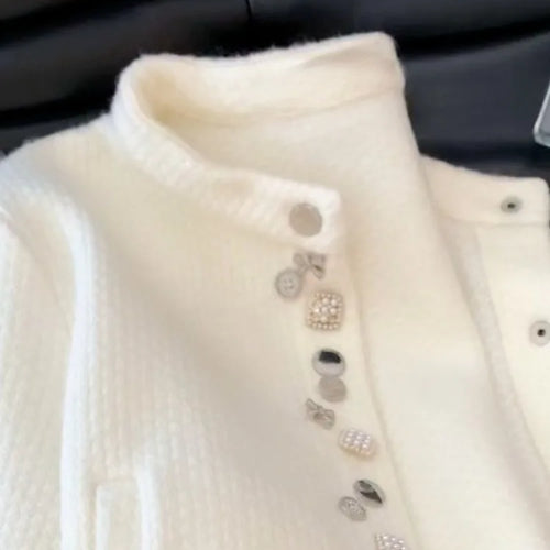 Load image into Gallery viewer, Autumn Diamond Button Y2k Aesthetic Cardigans Streetwear Solid Grunge Casual Loose Coats Women Sweet Knitted Simple Sweaters
