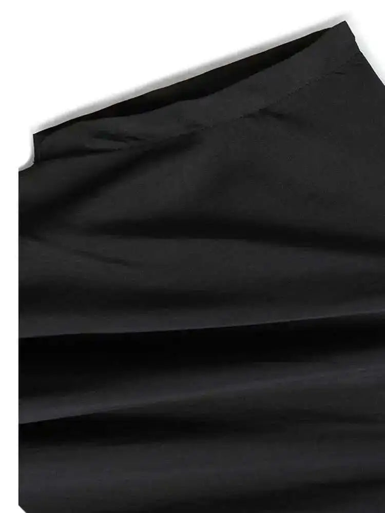 Women Black Pattern Printed Big Size Irregular T-shirt New Round Neck Short Sleeve Fashion Tide Spring Summer 2025 1DH6612