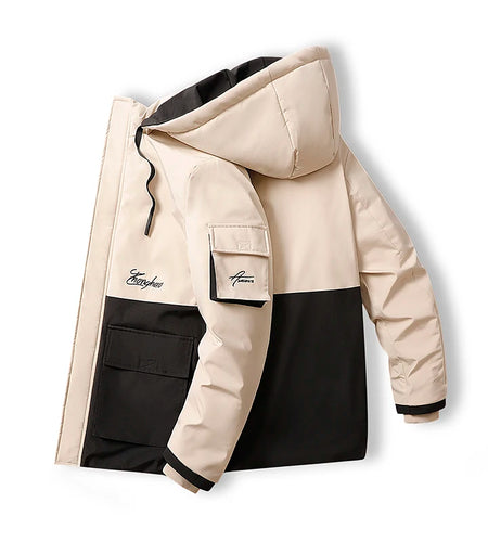 New Casual Men's Waterproof Winter Autumn Jacket Outdoor Tooling Jacket Thickened Thermal Hooded Trench Jacket Men's Oversize