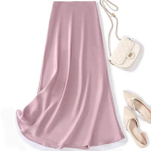 Load image into Gallery viewer, Korean Fashion Solid Elegant High Waist Zipper Long Skirt Women's Summer Vacation Party Wrapped Hip A-line Skirt 2024 Streetwear
