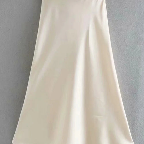 Load image into Gallery viewer, Hot Sale Solid Satin Elastic Waist Women A-Line Skirt Summer Female Slim Falda
