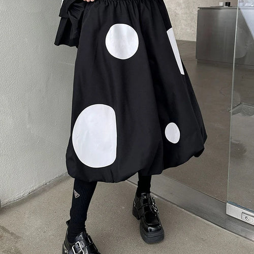 Load image into Gallery viewer, Black Dot Big Size Irregular Shirt Skirt Two Pieces Suit New Lapel Long Sleeve Women Fashion Spring Autumn 2025 1DH9366
