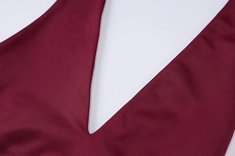 Deep V Neck Backless Sexy Mini Dress For Women Elegant Halter Sleeveless High Waist A-line Pleated Club Party Dress