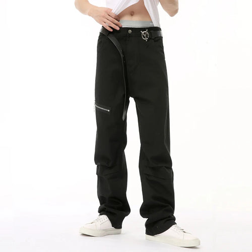 Load image into Gallery viewer, Male Cargo Pants High Street Zipper Splicing Folded Design Wide Leg Casual Men&#39;s Overalls New Autumn 2024 Chic 9C6693
