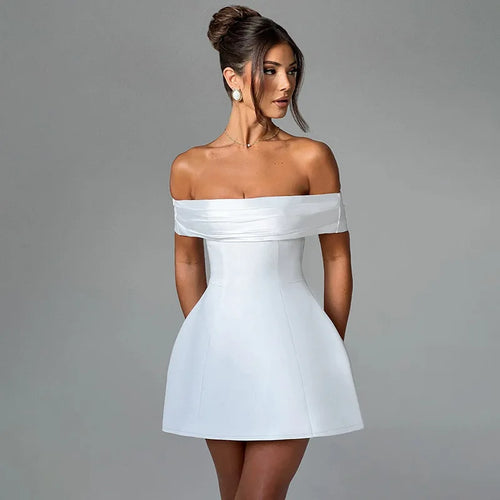 Load image into Gallery viewer, Off-shoulder Backless Sexy Mini Dress For Women Fashion Strapless Sleeveless High Waist A-line Club Party Dress Elegant
