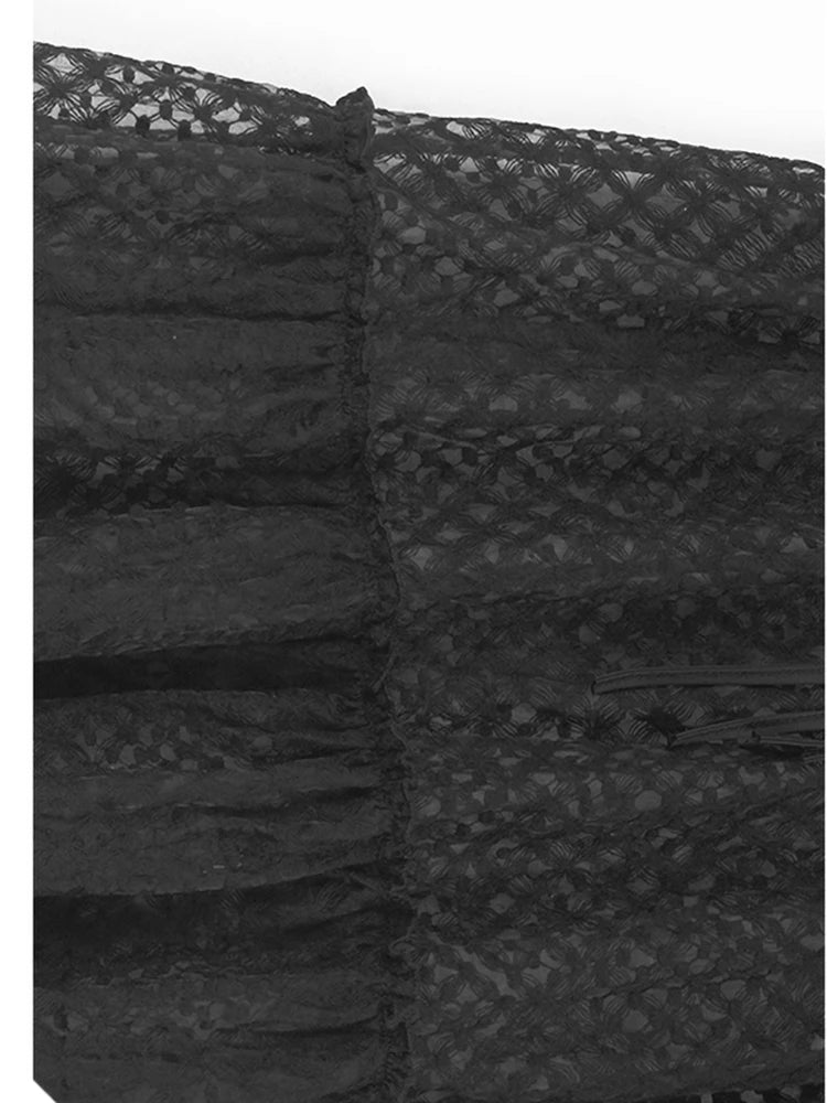 Women Black Mesh Bandage Perspective Elegant Vest Dress New Round Neck Sleeveless Fashion Spring Summer  2025  1DJ0918