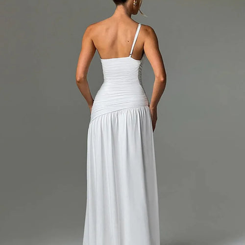 Load image into Gallery viewer, Sleeveless High Split Maxi Dress For Women Fashion Single Shoulder Strap Off-shoulder Backless Bodycon Sexy Long Dress
