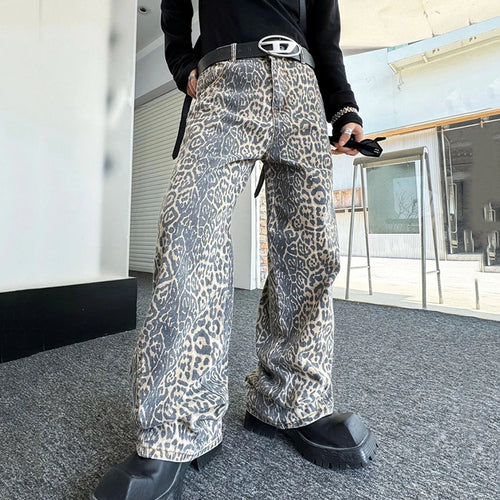 Load image into Gallery viewer, Leopard Print Men&#39;s Jeans Personality Men Denim Pants Niche Design Casual Male Trousers Spring Fashion 9C3998
