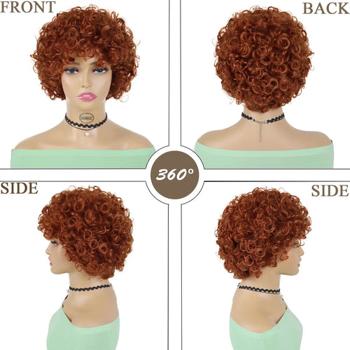 Load image into Gallery viewer, Synthetic Ginger Brown Wigs for Women Curly Short Wig with Bangs Red Hair Color Curly Wigs Female Natural Spice Wig Ice
