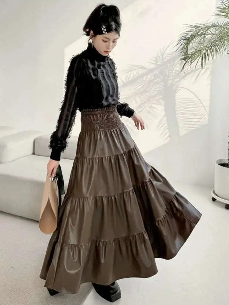 Women Black Tassels Perspective Elegant T-shirt New Turtleneck Long Sleeve Fashion Tide Spring Autumn 2025 1DH4415