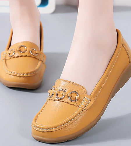 Woman Shoes Soft Low Heels Flat Shoes For Women Leather Casual Zapatos De Mujer Elegant Heel Women's Shoes Flats Female Footwear