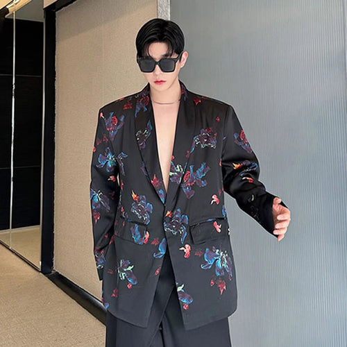Load image into Gallery viewer, Floral Printing Men&#39;s Suit Jacket Menwear V-neck Single Button Blazer New Contrast Color Fashion Male Top Niche 2024 9C5957
